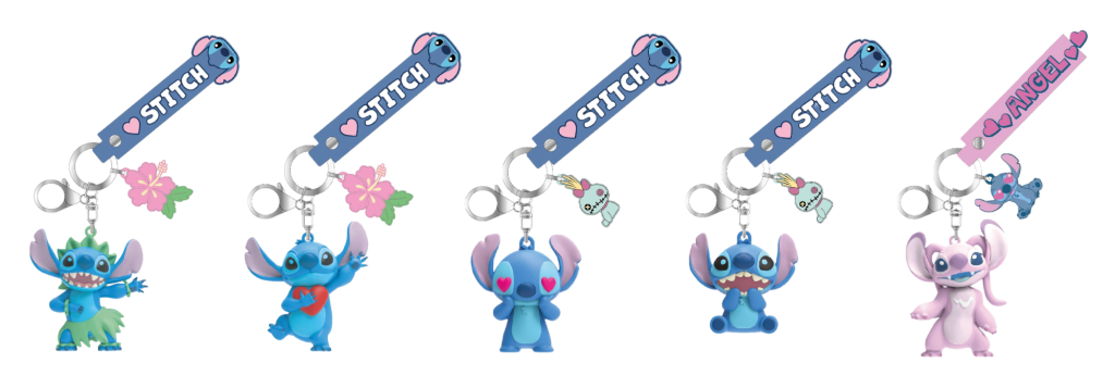 STITCH - Display 25 Porte-Clés 3D - 5 Modèles - 5